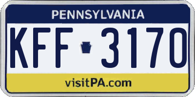 PA license plate KFF3170