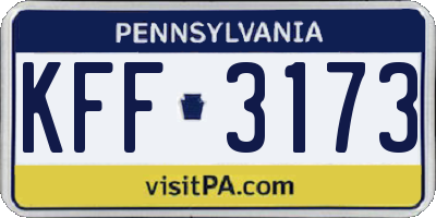 PA license plate KFF3173