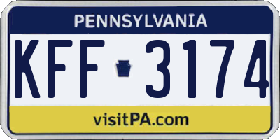 PA license plate KFF3174