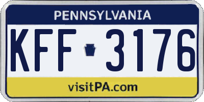 PA license plate KFF3176