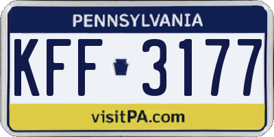 PA license plate KFF3177