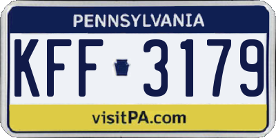 PA license plate KFF3179