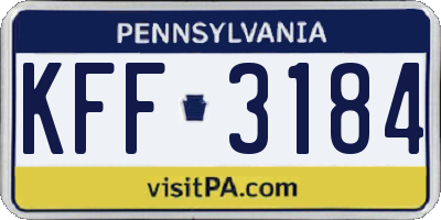 PA license plate KFF3184