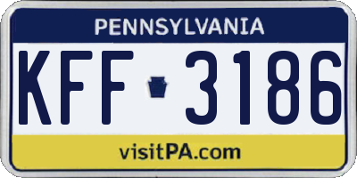 PA license plate KFF3186
