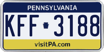 PA license plate KFF3188