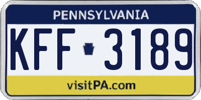 PA license plate KFF3189