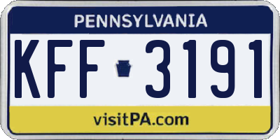 PA license plate KFF3191