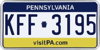 PA license plate KFF3195