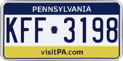 PA license plate KFF3198