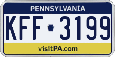 PA license plate KFF3199