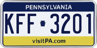 PA license plate KFF3201