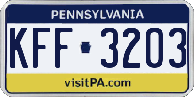 PA license plate KFF3203