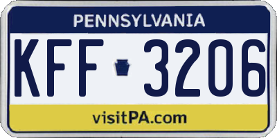 PA license plate KFF3206
