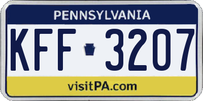 PA license plate KFF3207