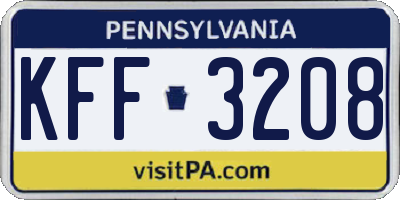 PA license plate KFF3208