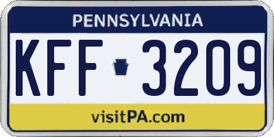 PA license plate KFF3209