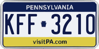 PA license plate KFF3210