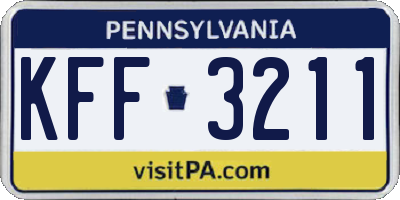PA license plate KFF3211