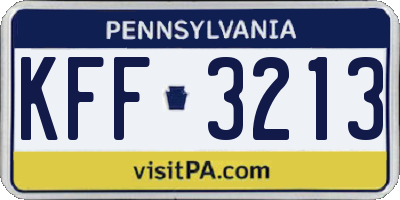 PA license plate KFF3213