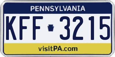 PA license plate KFF3215