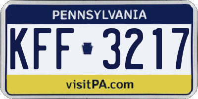 PA license plate KFF3217