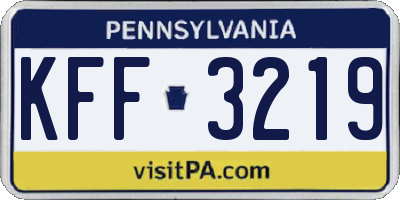 PA license plate KFF3219