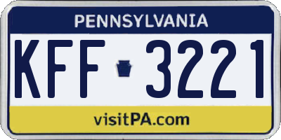 PA license plate KFF3221