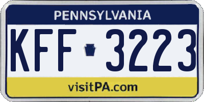 PA license plate KFF3223