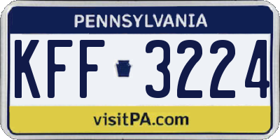 PA license plate KFF3224