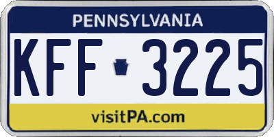 PA license plate KFF3225