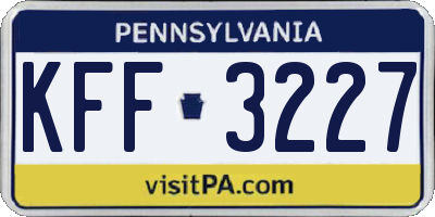 PA license plate KFF3227