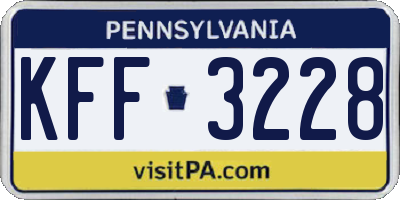 PA license plate KFF3228