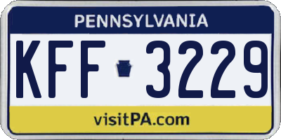 PA license plate KFF3229