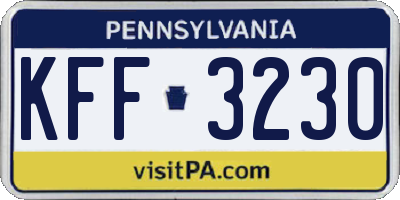 PA license plate KFF3230