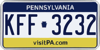 PA license plate KFF3232