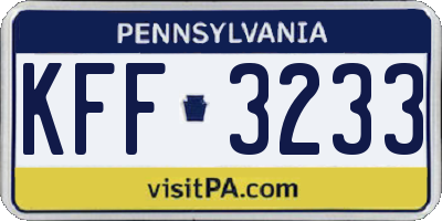 PA license plate KFF3233