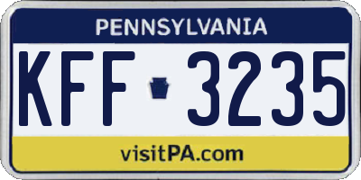 PA license plate KFF3235