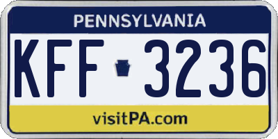 PA license plate KFF3236