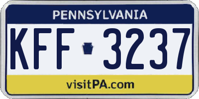 PA license plate KFF3237