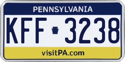 PA license plate KFF3238