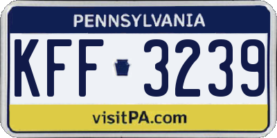 PA license plate KFF3239