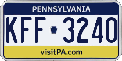 PA license plate KFF3240