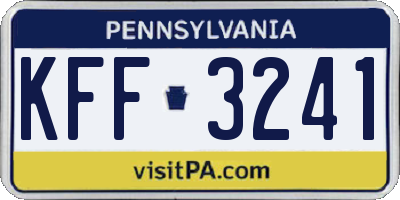 PA license plate KFF3241