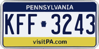 PA license plate KFF3243