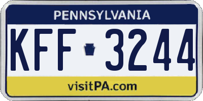 PA license plate KFF3244