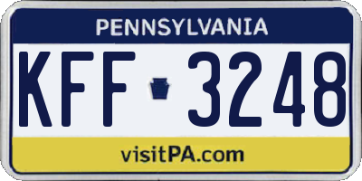 PA license plate KFF3248