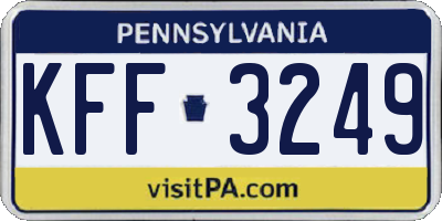 PA license plate KFF3249