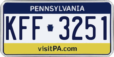 PA license plate KFF3251