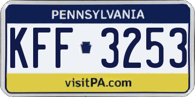 PA license plate KFF3253