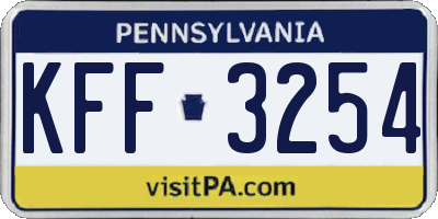 PA license plate KFF3254
